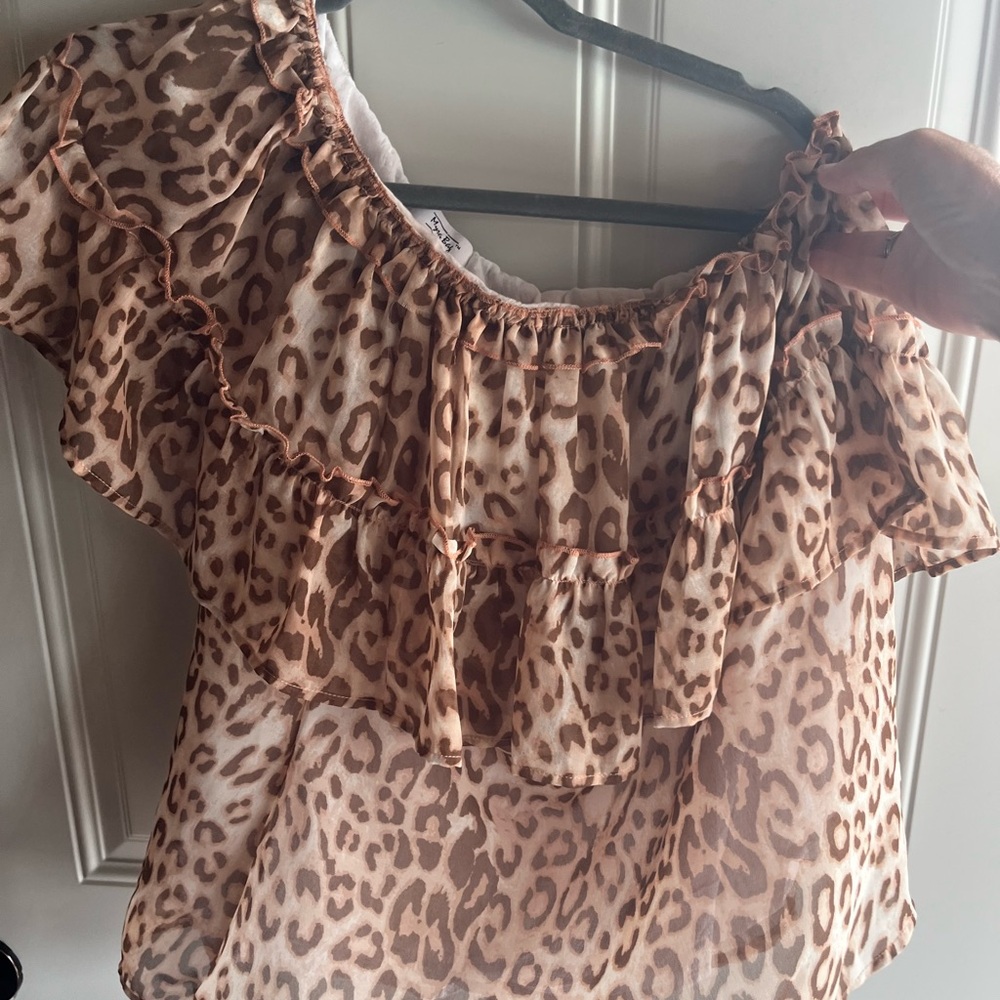 Myra Bag Brown Tan Ruffled Blouse